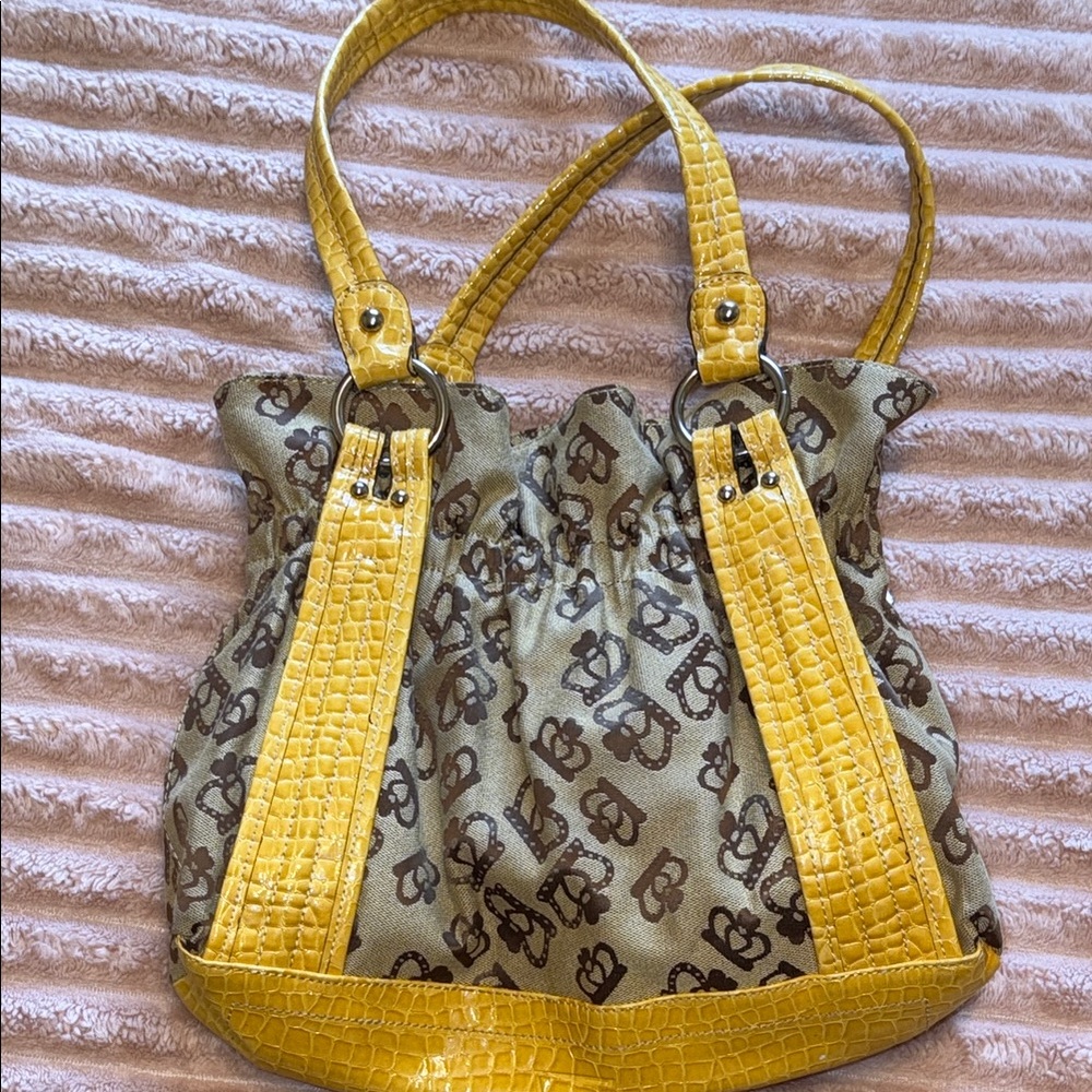 Yellow and Brown kathy Van Zeeland Tote Bag y2k brand new vintage - Picture 5 of 7